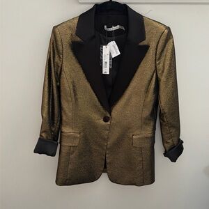 Alice + Olivia Metallic Gold and Black Blazer